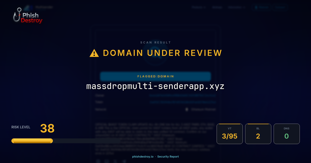 massdropmulti-senderapp.xyz phishing report — threat analysis by PhishDestroy