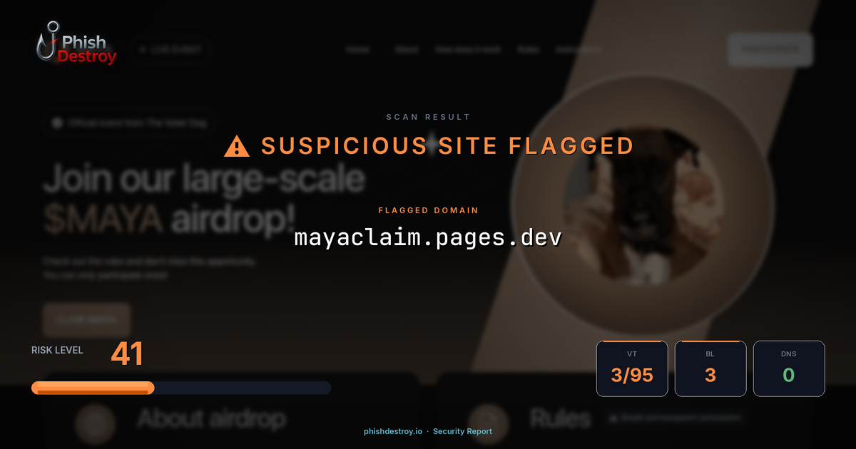 mayaclaim.pages.dev phishing report — threat analysis by PhishDestroy
