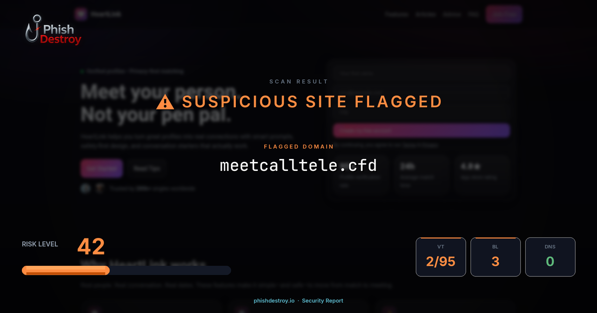 meetcalltele.cfd phishing report — threat analysis by PhishDestroy