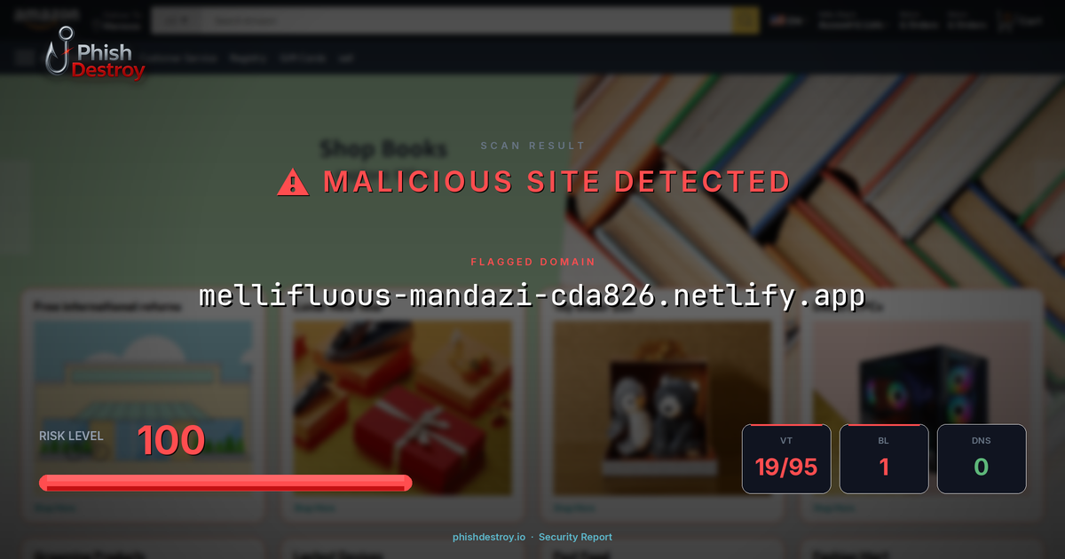 mellifluous-mandazi-cda826.netlify.app phishing report — threat analysis by PhishDestroy