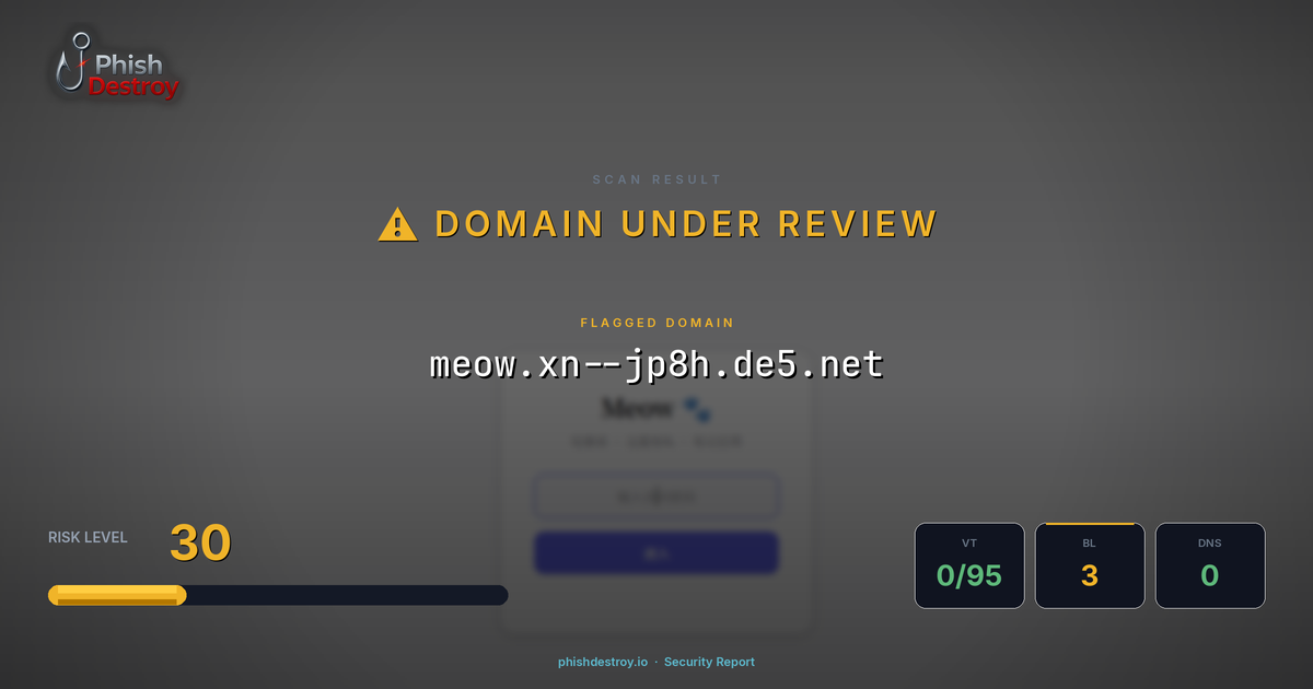 meow.xn--jp8h.de5.net phishing report — threat analysis by PhishDestroy