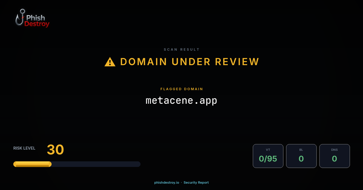 metacene.app phishing report — threat analysis by PhishDestroy