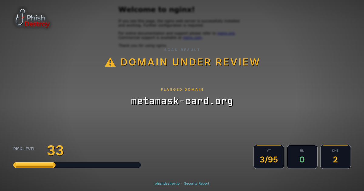 metamask-card.org phishing report — threat analysis by PhishDestroy