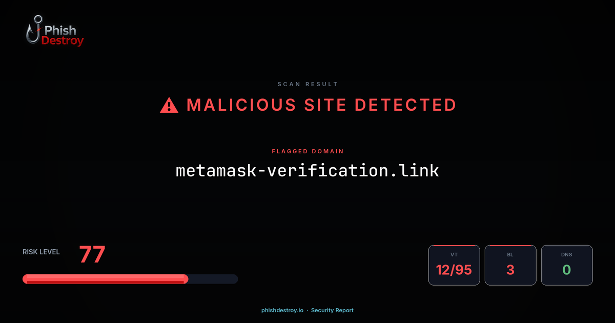 metamask-verification.link phishing report — threat analysis by PhishDestroy