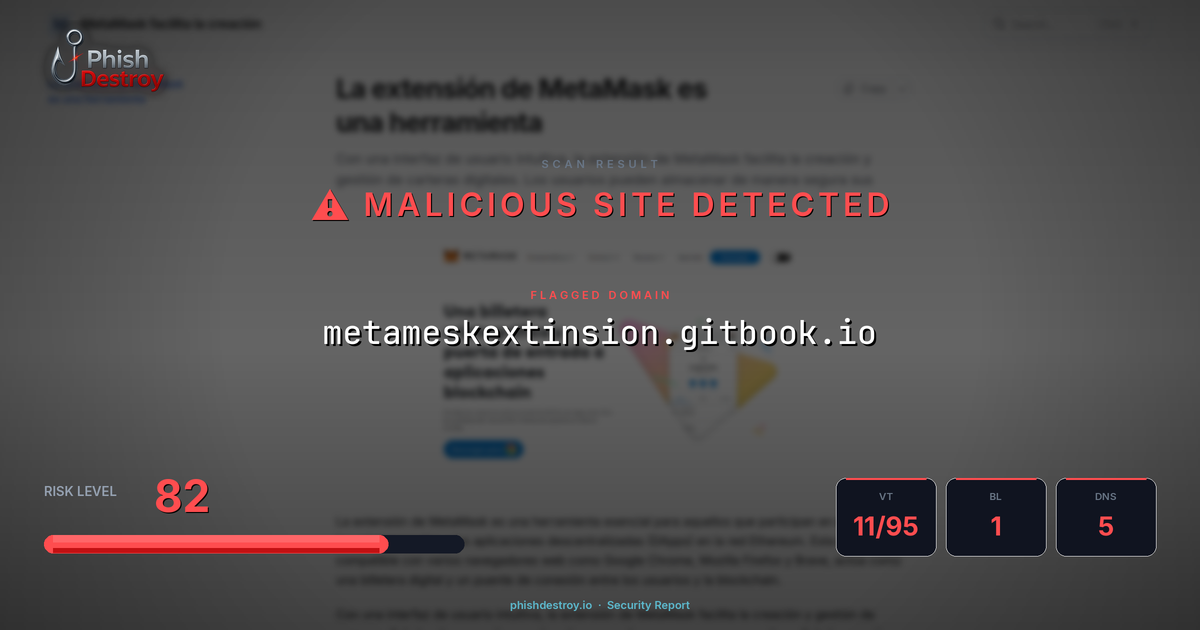 metameskextinsion.gitbook.io phishing report — threat analysis by PhishDestroy