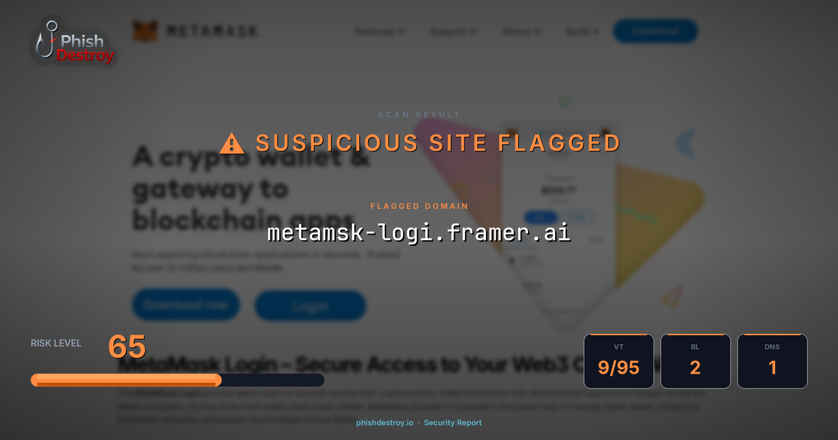 metamsk-logi.framer.ai phishing report — threat analysis by PhishDestroy