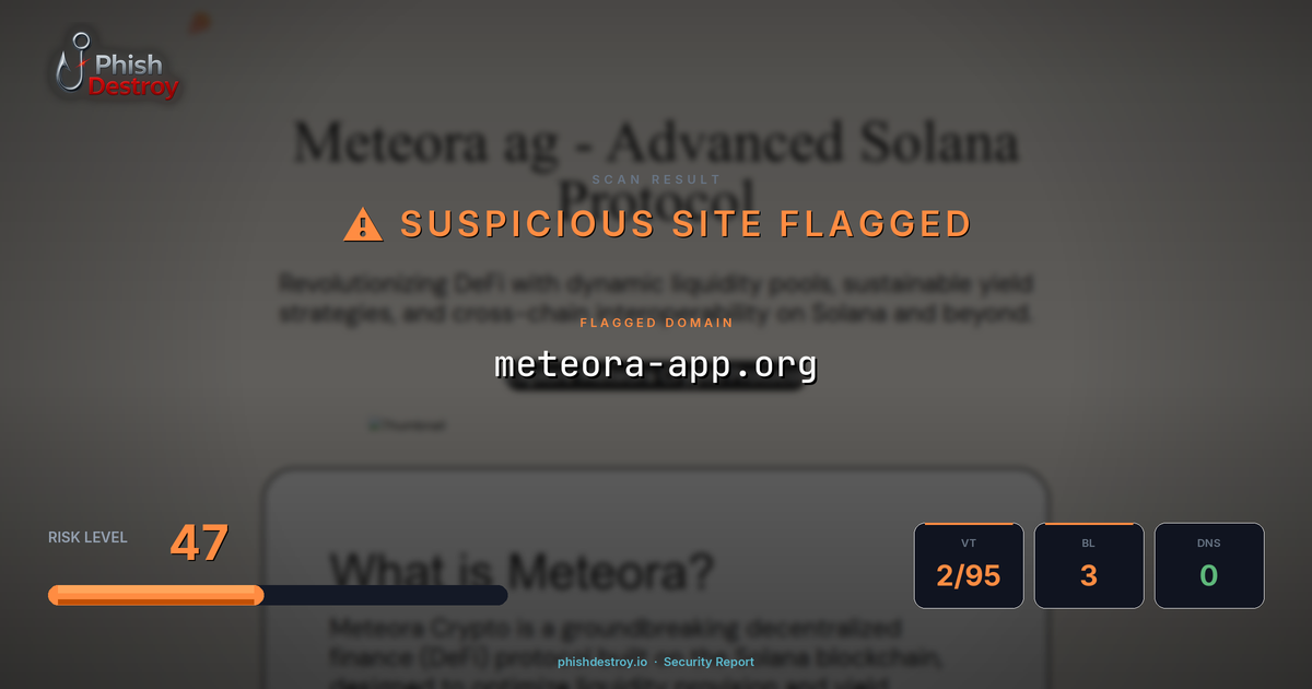 meteora-app.org phishing report — threat analysis by PhishDestroy