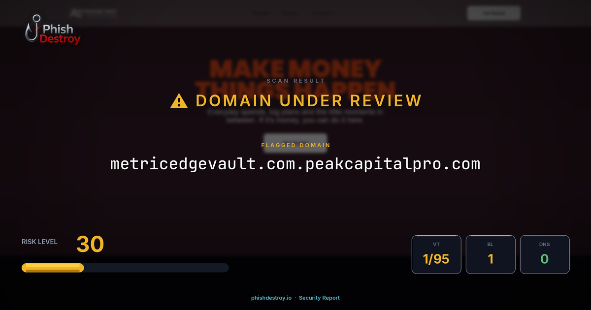 metricedgevault.com.peakcapitalpro.com phishing report — threat analysis by PhishDestroy