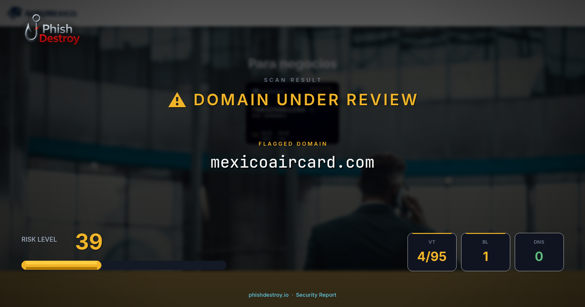 mexicoaircard.com phishing report — threat analysis by PhishDestroy