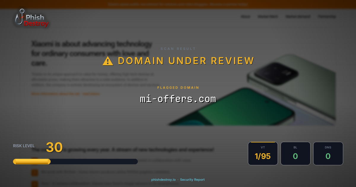 mi-offers.com phishing report — threat analysis by PhishDestroy