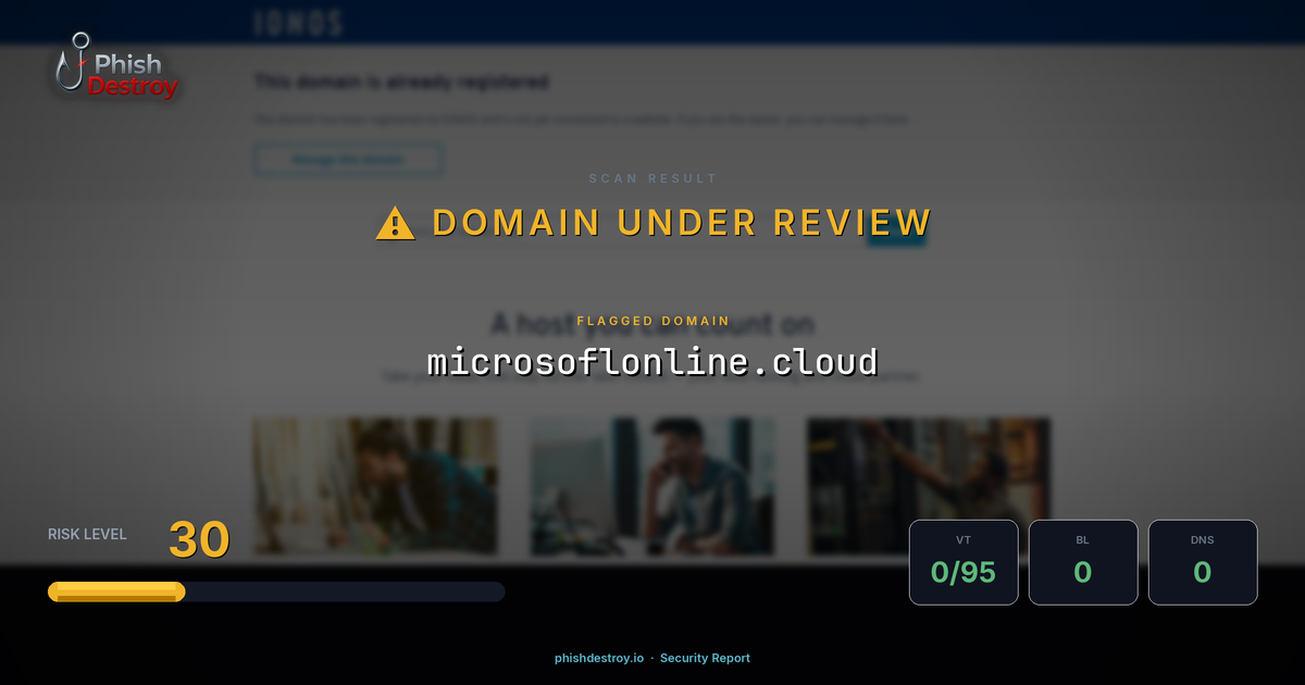 microsoflonline.cloud phishing report — threat analysis by PhishDestroy