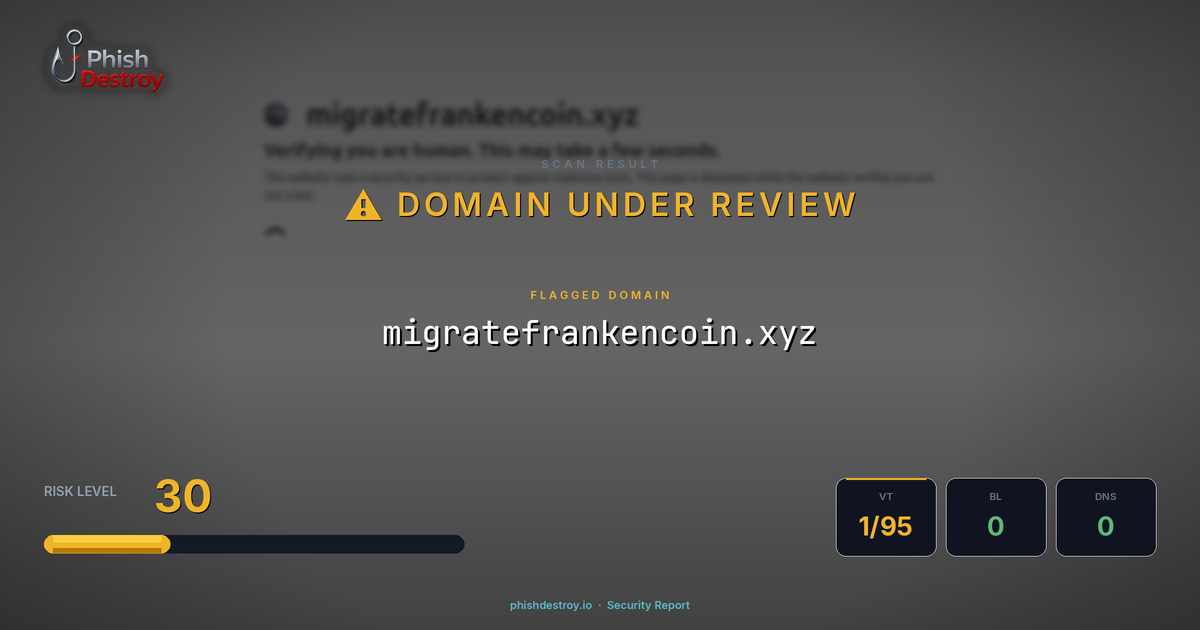 migratefrankencoin.xyz phishing report — threat analysis by PhishDestroy