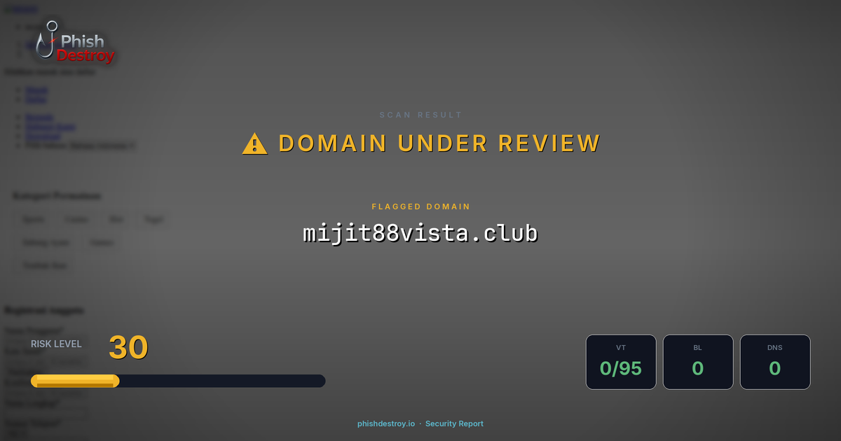mijit88vista.club phishing report — threat analysis by PhishDestroy