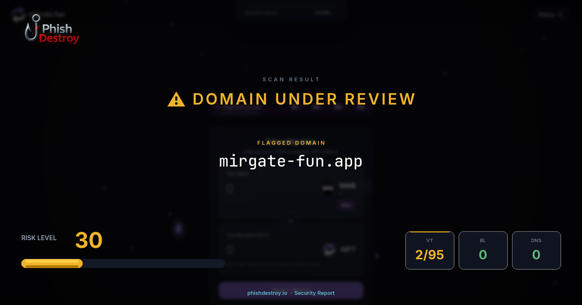 mirgate-fun.app phishing report — threat analysis by PhishDestroy