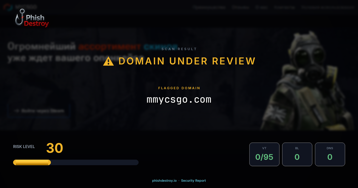 mmycsgo.com phishing report — threat analysis by PhishDestroy