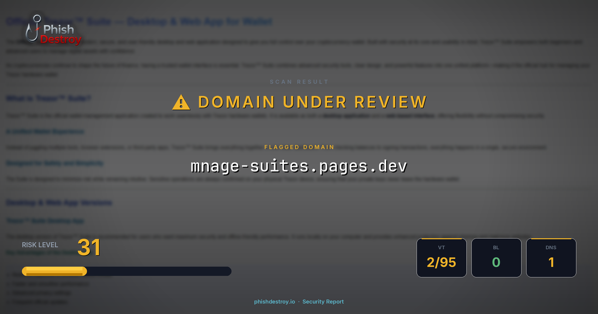 mnage-suites.pages.dev phishing report — threat analysis by PhishDestroy
