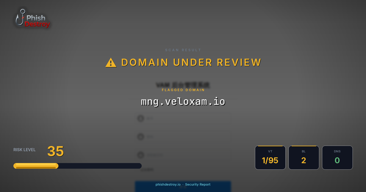mng.veloxam.io phishing report — threat analysis by PhishDestroy
