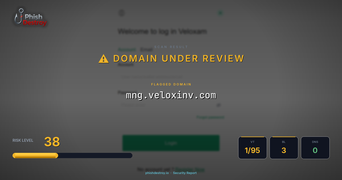 mng.veloxinv.com phishing report — threat analysis by PhishDestroy