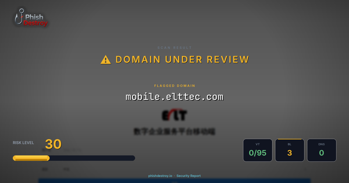 mobile.elttec.com phishing report — threat analysis by PhishDestroy