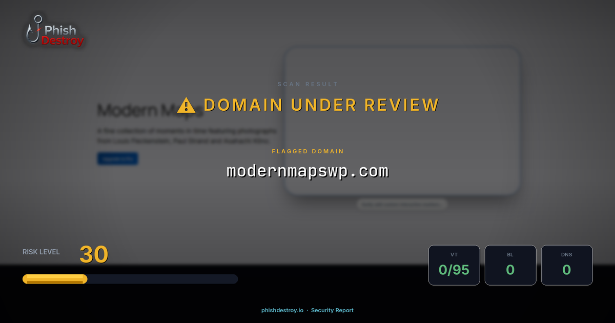 modernmapswp.com phishing report — threat analysis by PhishDestroy
