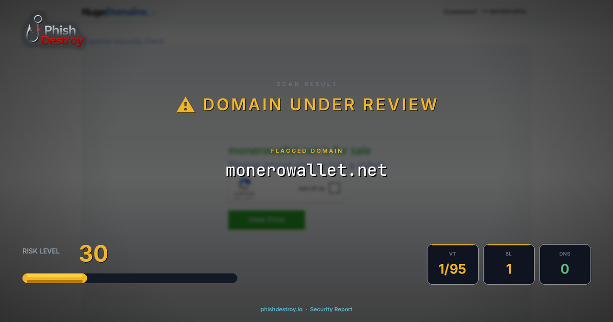 monerowallet.net phishing report — threat analysis by PhishDestroy