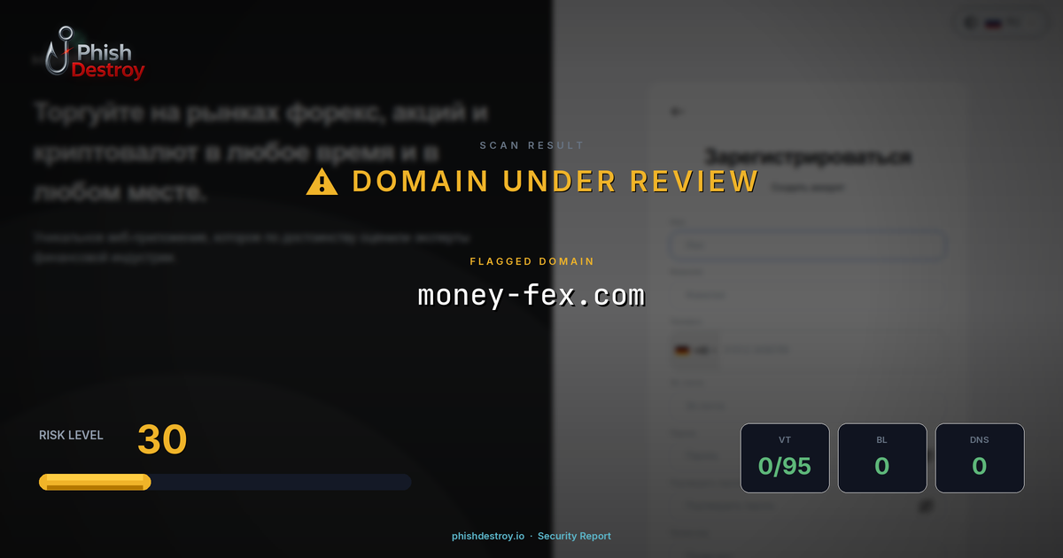money-fex.com phishing report — threat analysis by PhishDestroy