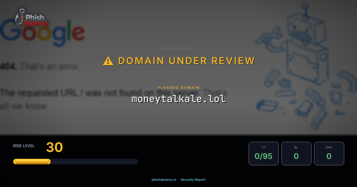 moneytalkale.lol phishing report — threat analysis by PhishDestroy