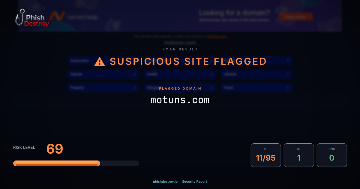 motuns.com phishing report — threat analysis by PhishDestroy