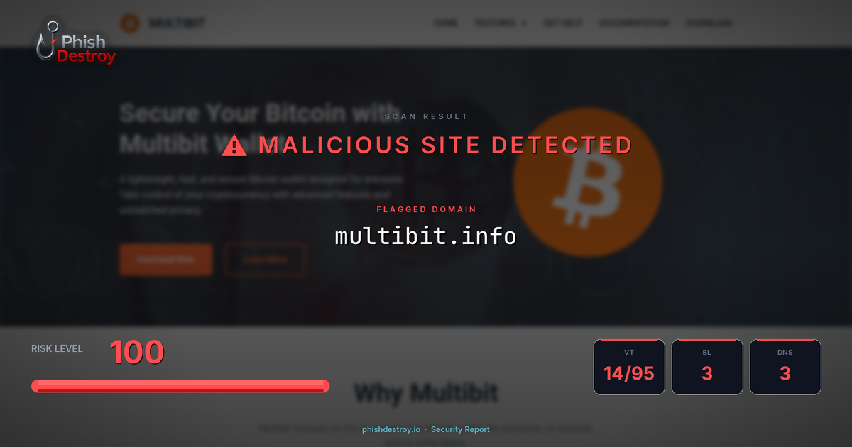 multibit.info phishing report — threat analysis by PhishDestroy