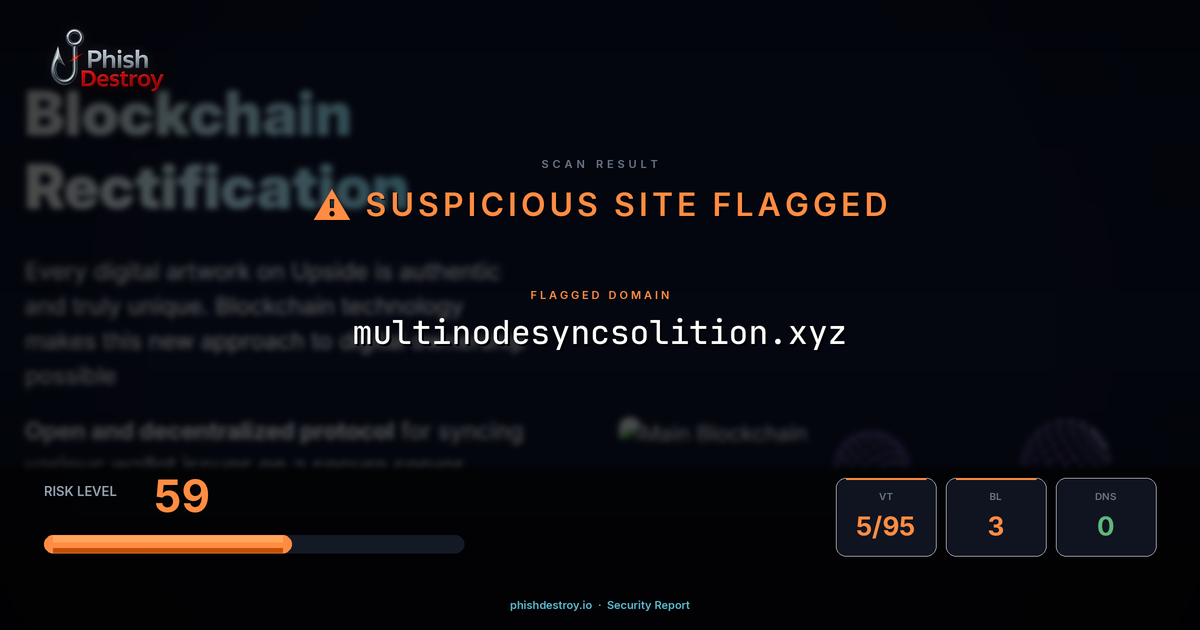 multinodesyncsolition.xyz phishing report — threat analysis by PhishDestroy