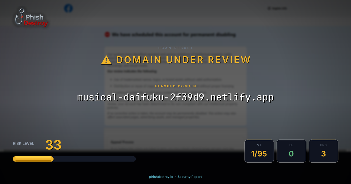 musical-daifuku-2f39d9.netlify.app phishing report — threat analysis by PhishDestroy