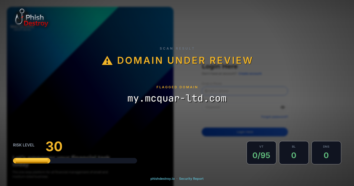 my.mcquar-ltd.com phishing report — threat analysis by PhishDestroy
