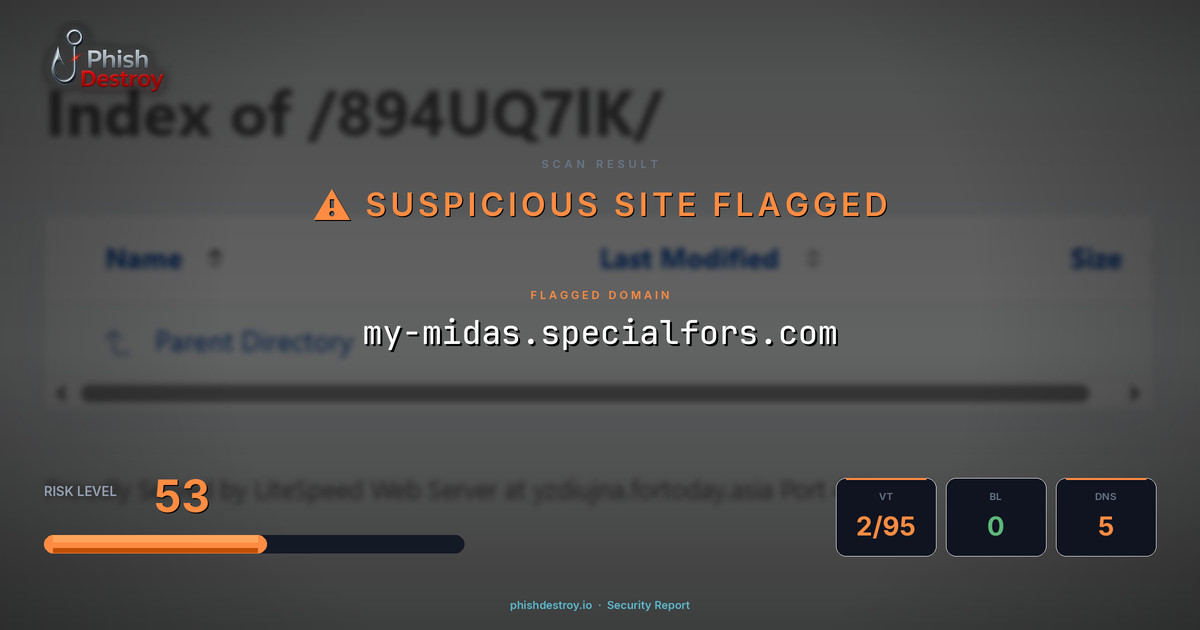 my-midas.specialfors.com phishing report — threat analysis by PhishDestroy
