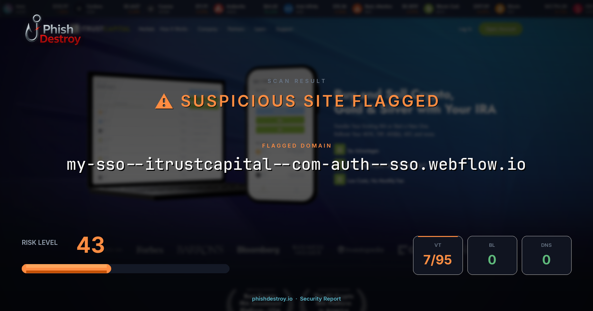 my-sso--itrustcapital--com-auth--sso.webflow.io phishing report — threat analysis by PhishDestroy