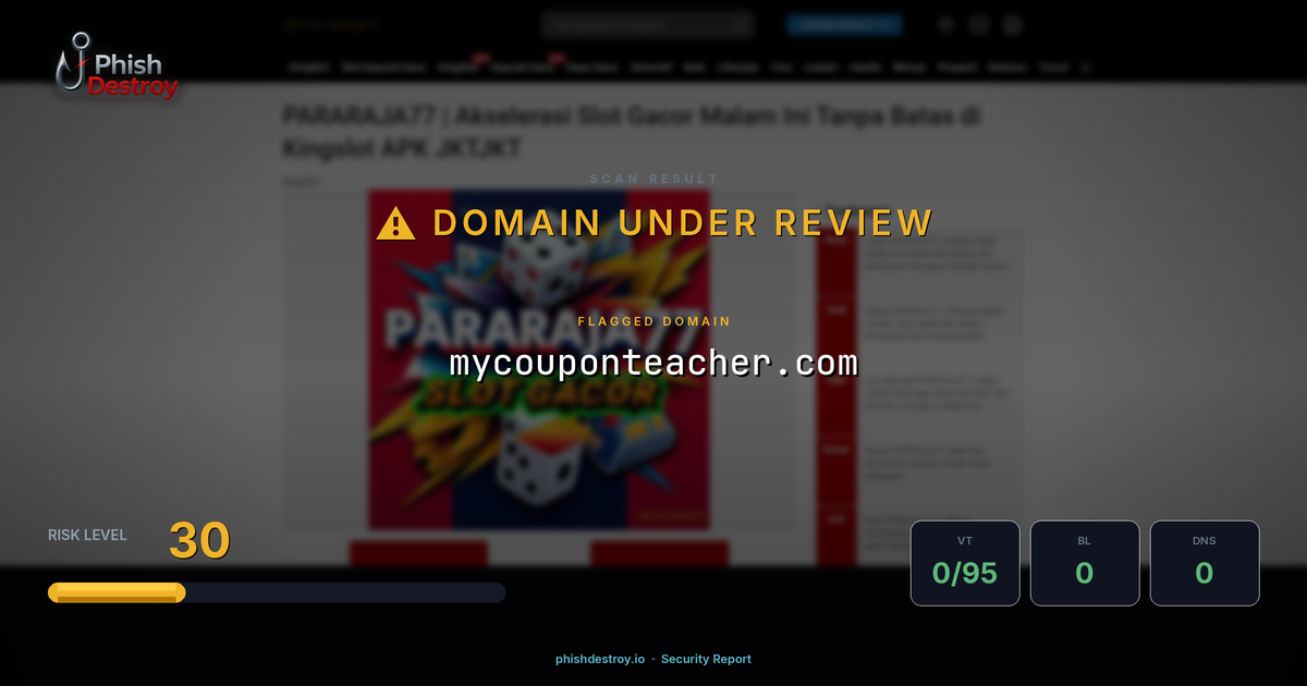 mycouponteacher.com phishing report — threat analysis by PhishDestroy