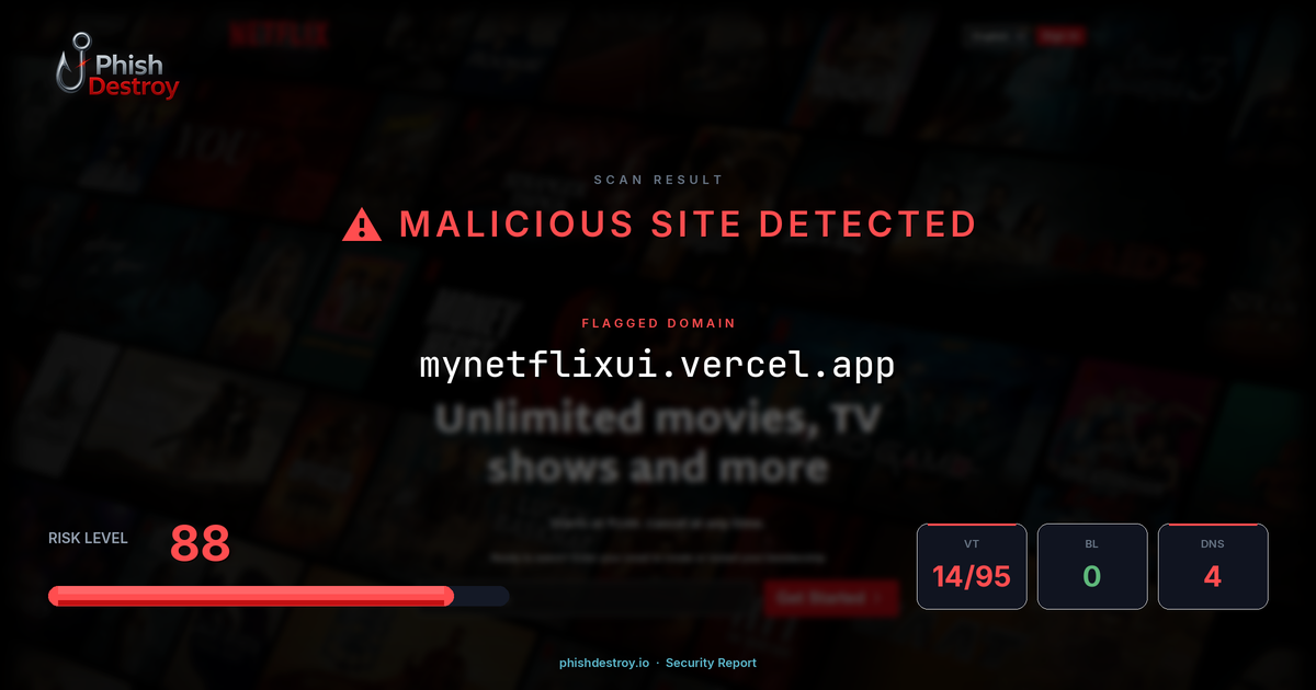 mynetflixui.vercel.app phishing report — threat analysis by PhishDestroy