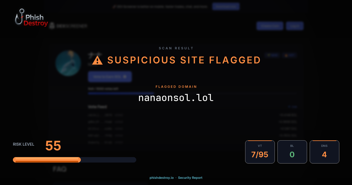 nanaonsol.lol phishing report — threat analysis by PhishDestroy