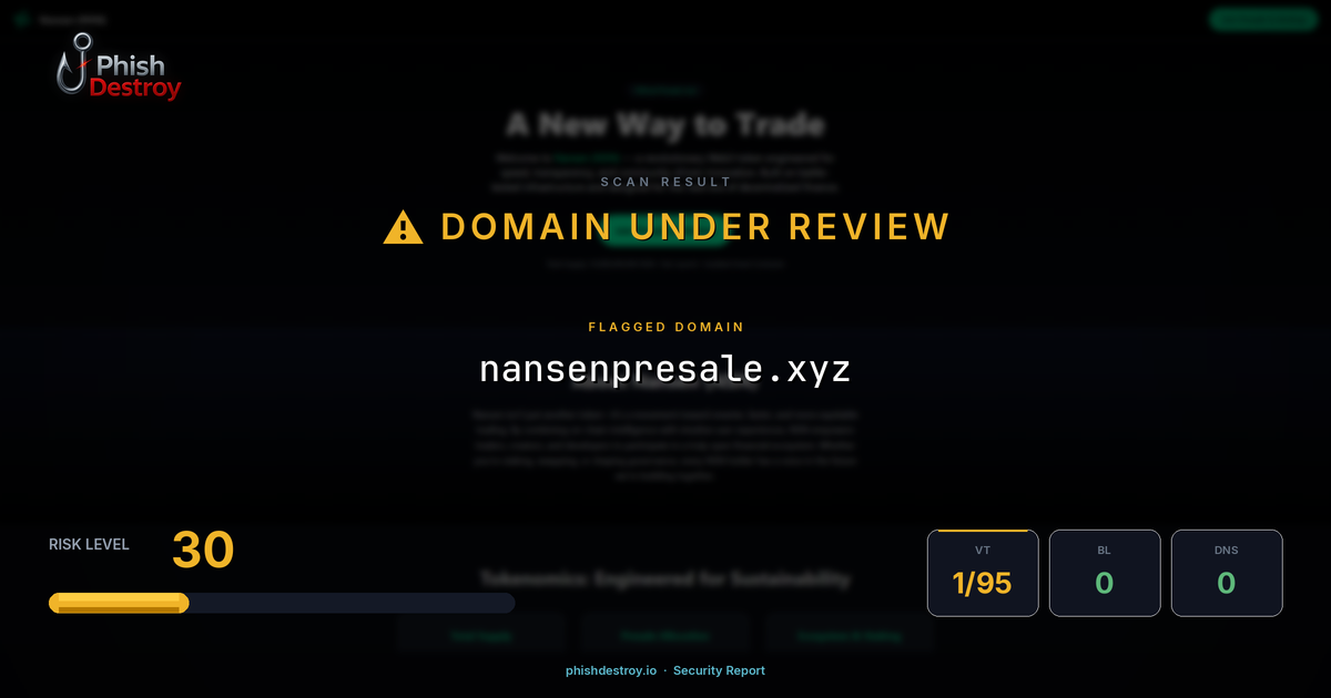 nansenpresale.xyz phishing report — threat analysis by PhishDestroy