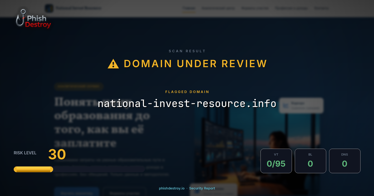 national-invest-resource.info phishing report — threat analysis by PhishDestroy