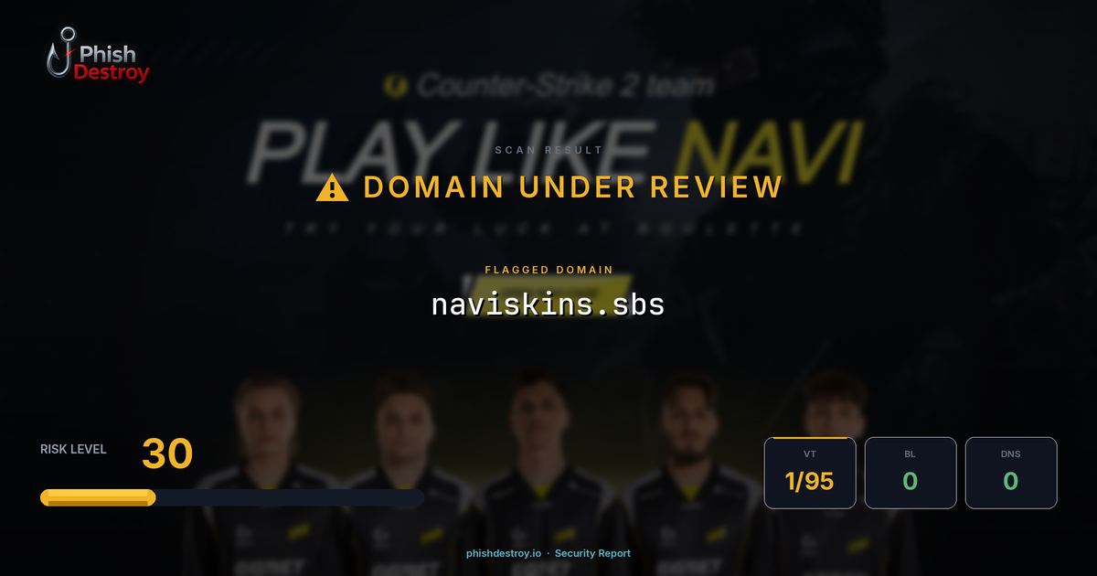 naviskins.sbs phishing report — threat analysis by PhishDestroy