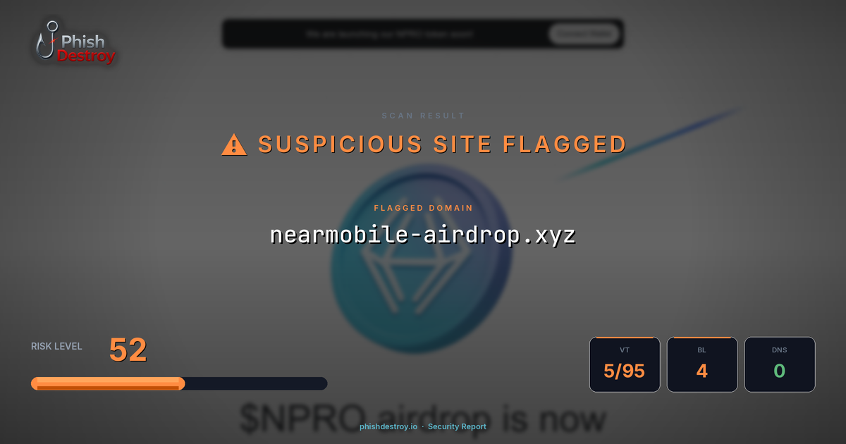 nearmobile-airdrop.xyz phishing report — threat analysis by PhishDestroy