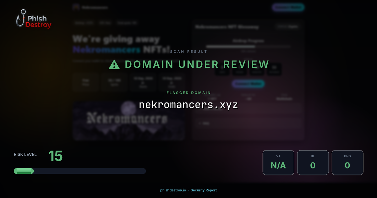 nekromancers.xyz phishing report — threat analysis by PhishDestroy