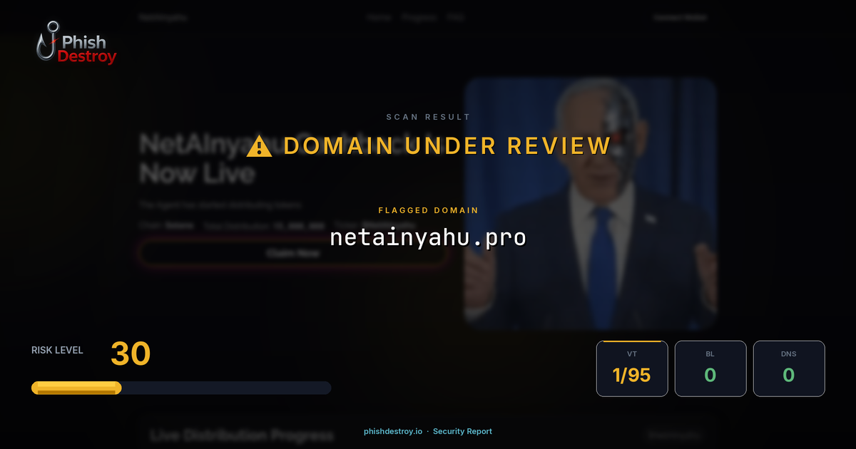 netainyahu.pro phishing report — threat analysis by PhishDestroy
