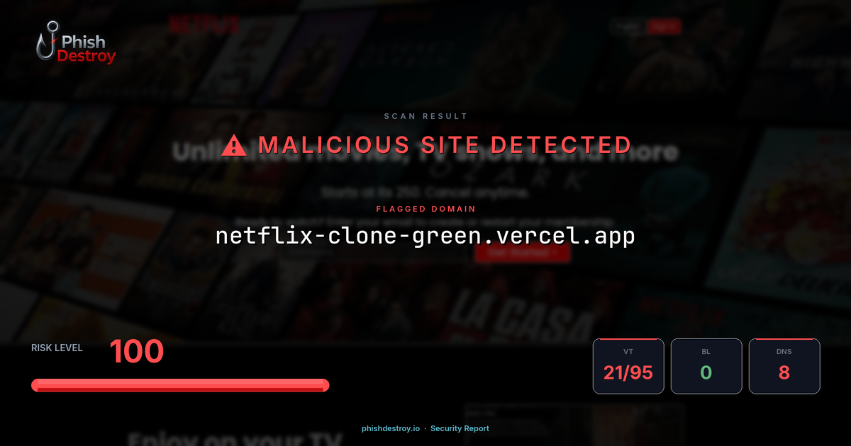 netflix-clone-green.vercel.app phishing report — threat analysis by PhishDestroy