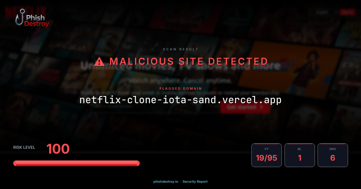 netflix-clone-iota-sand.vercel.app phishing report — threat analysis by PhishDestroy