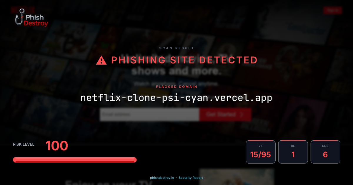 netflix-clone-psi-cyan.vercel.app phishing report — threat analysis by PhishDestroy