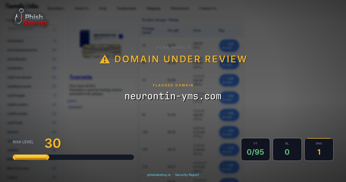 neurontin-yms.com phishing report — threat analysis by PhishDestroy