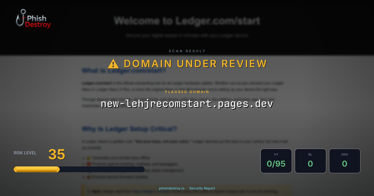 new-lehjrecomstart.pages.dev phishing report — threat analysis by PhishDestroy