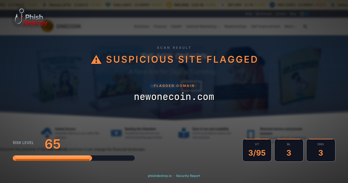 newonecoin.com phishing report — threat analysis by PhishDestroy