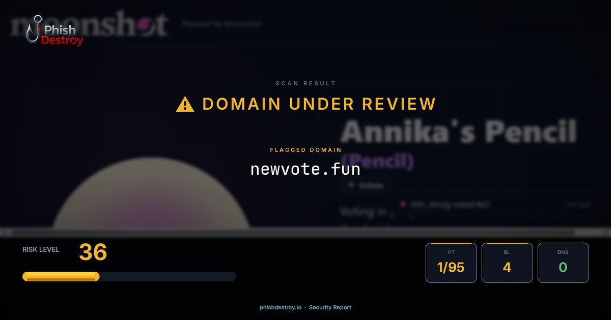 newvote.fun phishing report — threat analysis by PhishDestroy